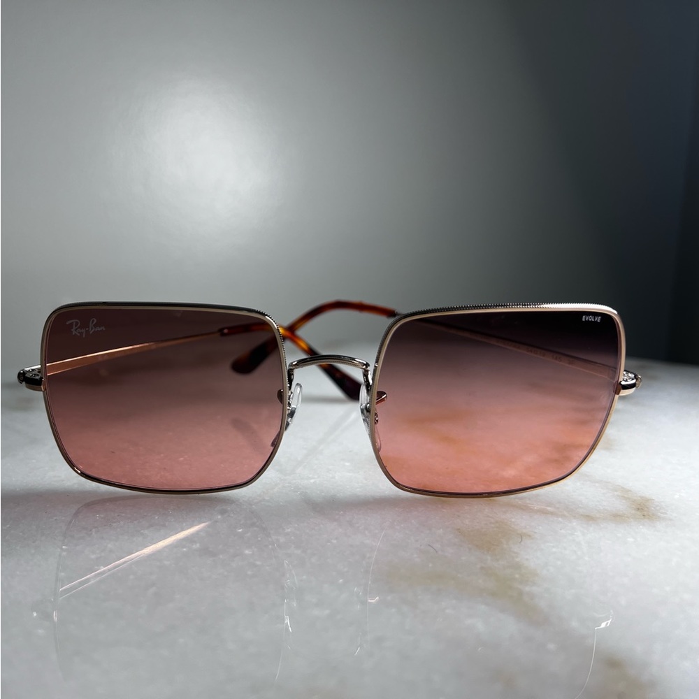 Ray-Ban 1971 square. Rose tinted lenses